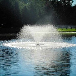 large lake with fountain aeration filtration system