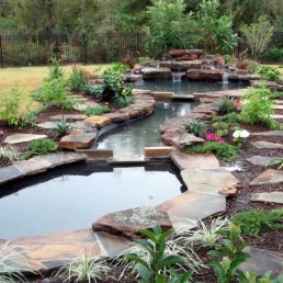 Natural stone edged pond