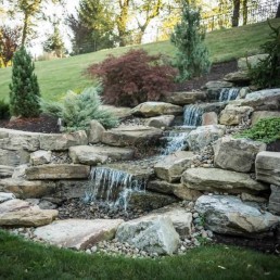 Pondless natural rock waterfall