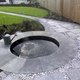 Paved edged pond + stone path